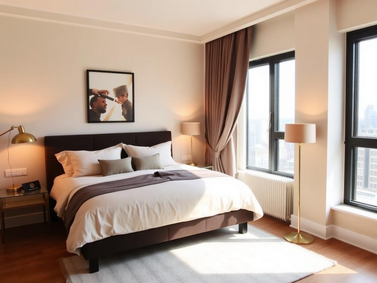 Schlafzimmer eines verwalteten Apartments